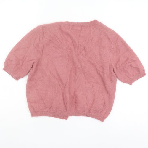Next Women's Pink Open Front Cardigan Size 12 Angora Blend
