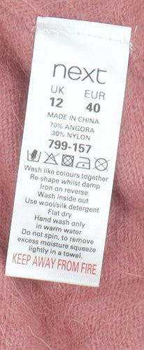 Next Women's Pink Open Front Cardigan Size 12 Angora Blend