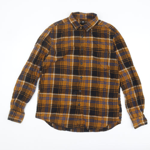 Uniqlo Men's Brown Plaid Long Sleeve Button-Up Shirt