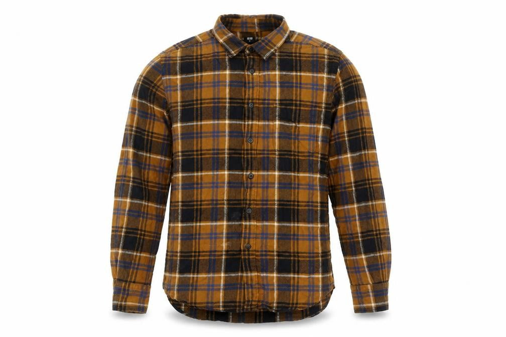 Uniqlo Men's Brown Plaid Long Sleeve Button-Up Shirt