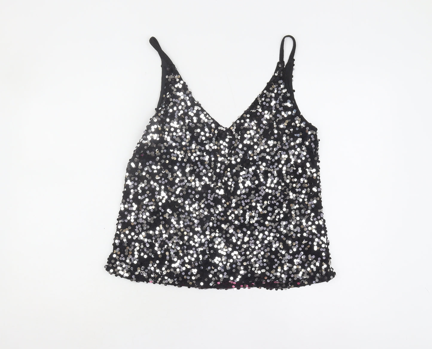 Next Women's Black Sequin Camisole Tank Top Size 10