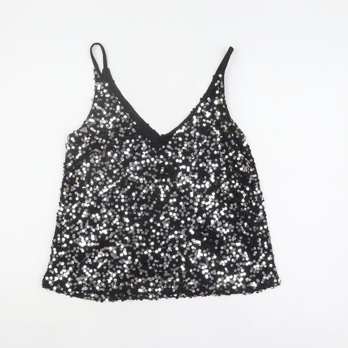 Next Women's Black Sequin Camisole Tank Top Size 10