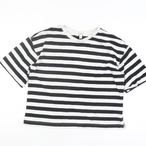 Marks and Spencer Women's Black & White Striped T-Shirt, Size 10