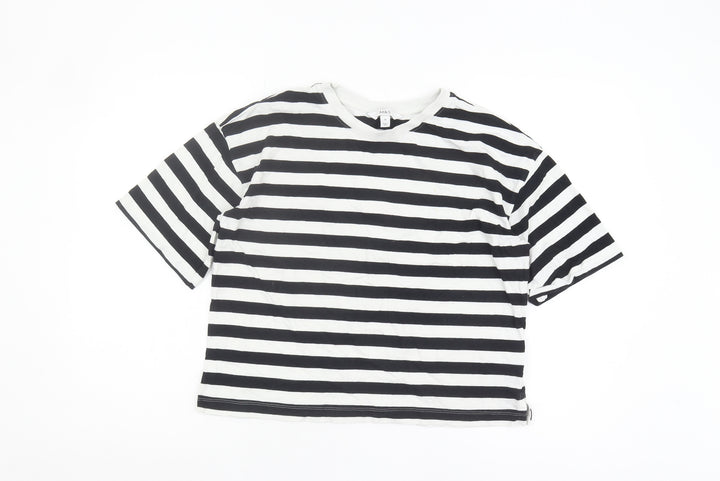 Marks and Spencer Women's Black & White Striped T-Shirt, Size 10