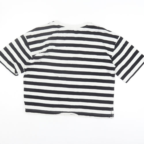 Marks and Spencer Women's Black & White Striped T-Shirt, Size 10