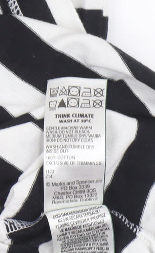 Marks and Spencer Women's Black & White Striped T-Shirt, Size 10