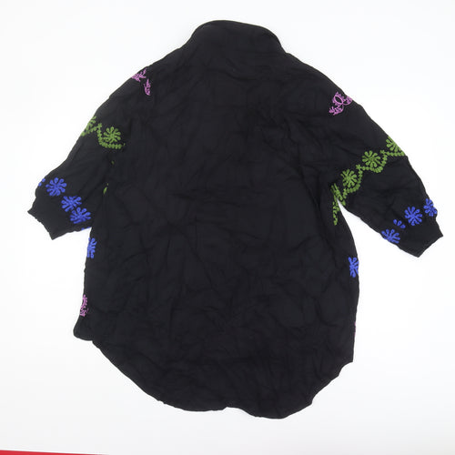 Khaadi Women's Black Embroidered Button-Up Shirt M