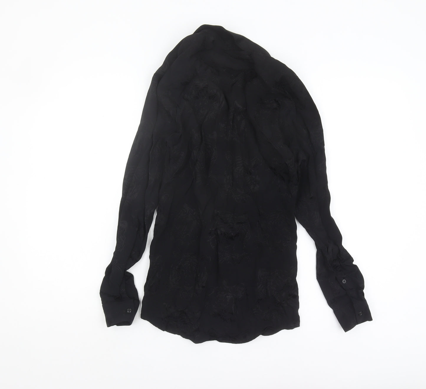 River Island Black Tigers Button-Up Shirt, 2XS, Long Sleeve