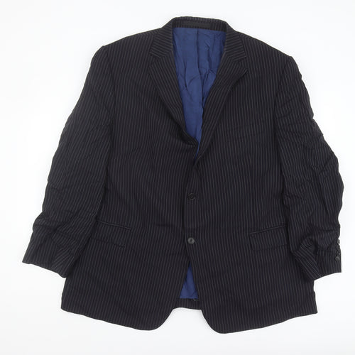Marks and Spencer Men's Blue Striped Blazer - Size 48 M