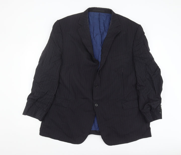Marks and Spencer Men's Blue Striped Blazer - Size 48 M
