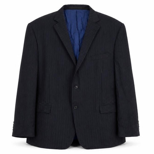 Marks & Spencer Men's Blue Striped Blazer - Size 48 M