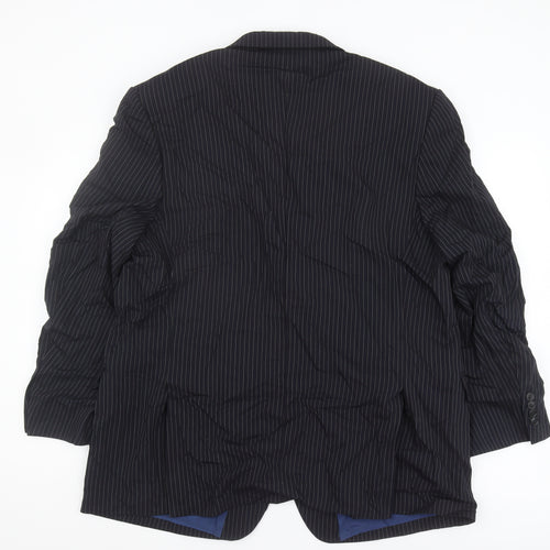 Marks and Spencer Men's Blue Striped Blazer - Size 48 M