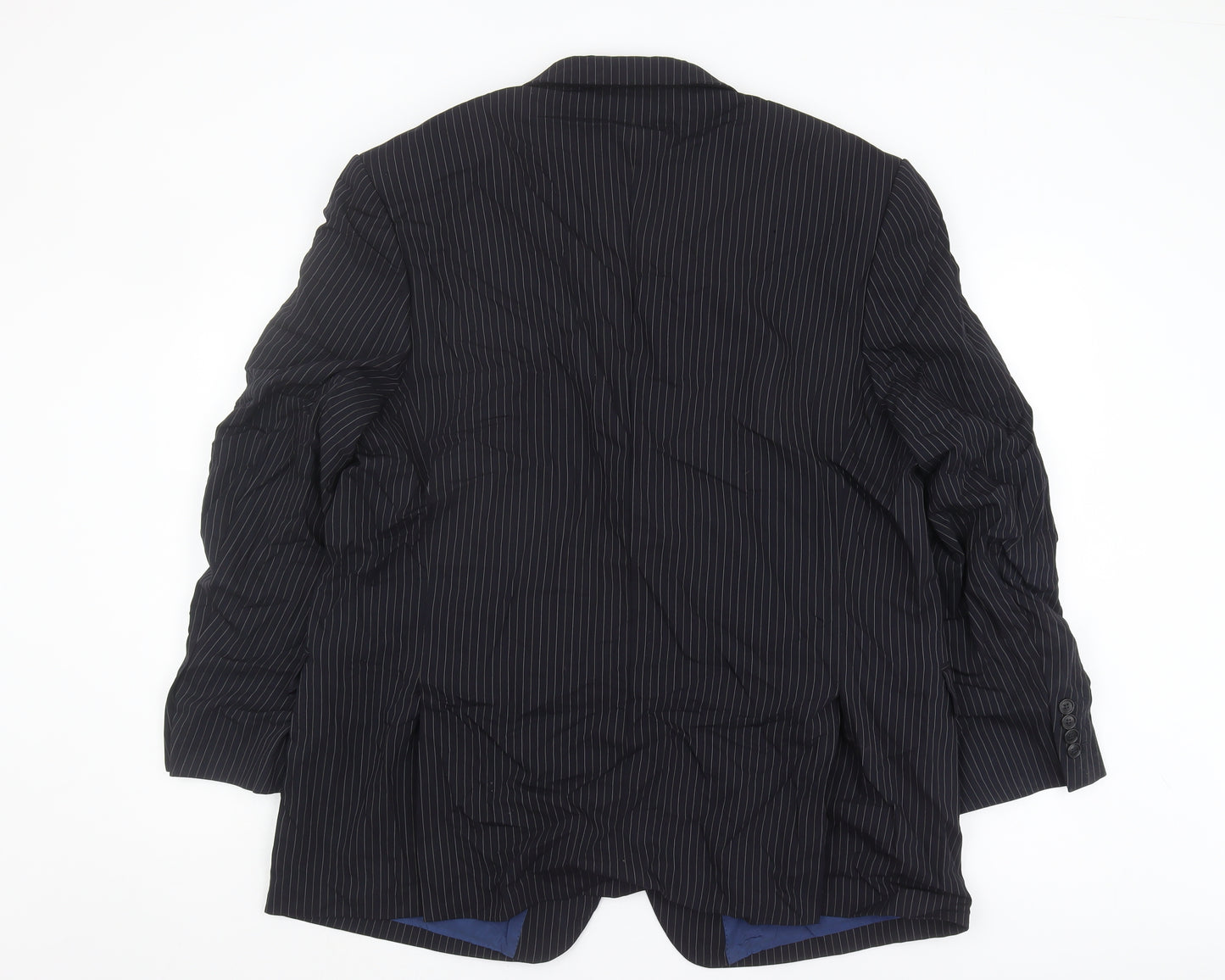 Marks and Spencer Men's Blue Striped Blazer - Size 48 M