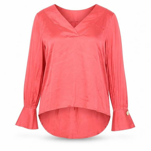 Marks and Spencer Women's Pink Blouse UK 8 V-Neck Long Sleeve