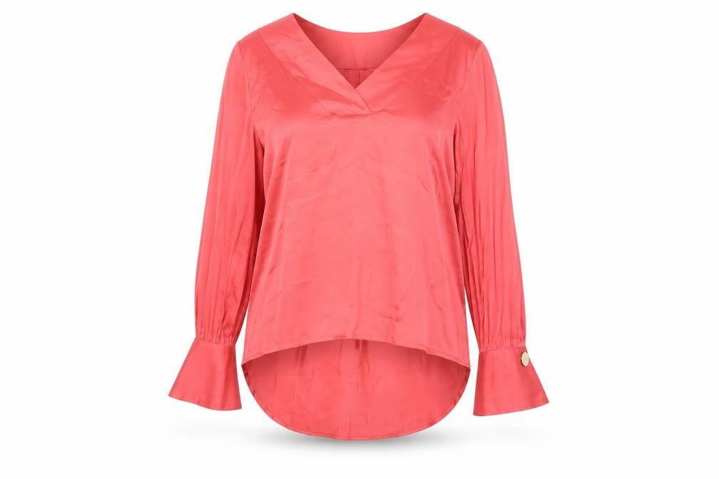 Marks and Spencer Women's Pink Blouse UK 8 V-Neck Long Sleeve