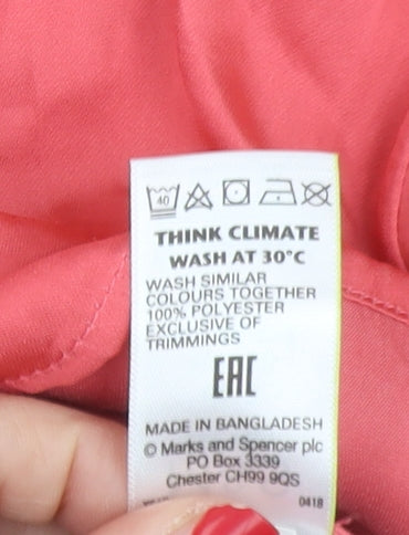 Marks and Spencer Women's Pink Blouse UK 8 V-Neck Long Sleeve