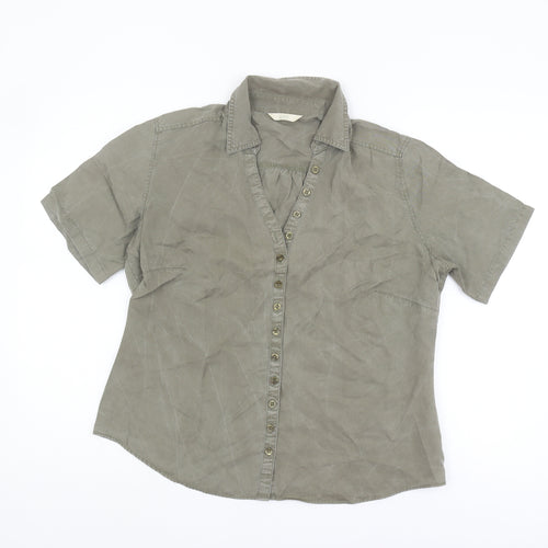 Marks and Spencer Women's Green Button-Up Shirt Size 16
