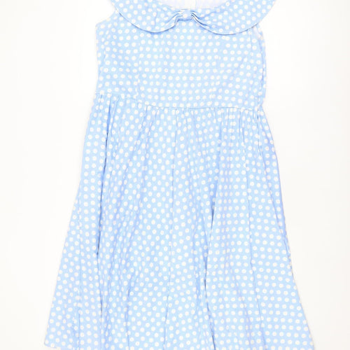 Lindy Bop Women's Blue Polka Dot Collared Dress Size 16