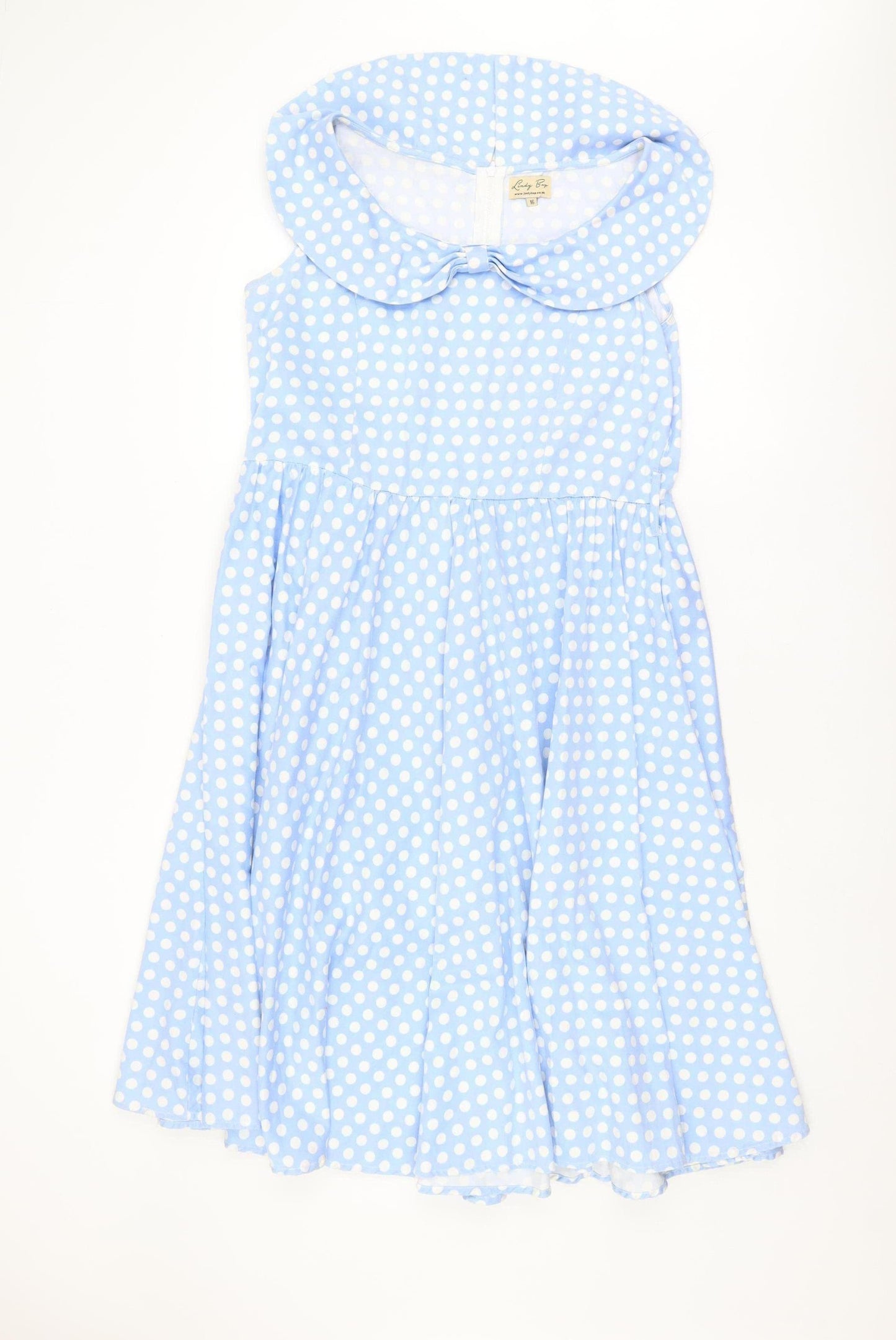 Lindy Bop Women's Blue Polka Dot Collared Dress Size 16