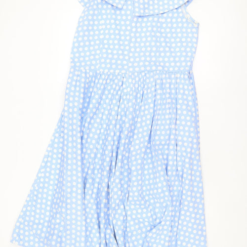 Lindy Bop Women's Blue Polka Dot Collared Dress Size 16