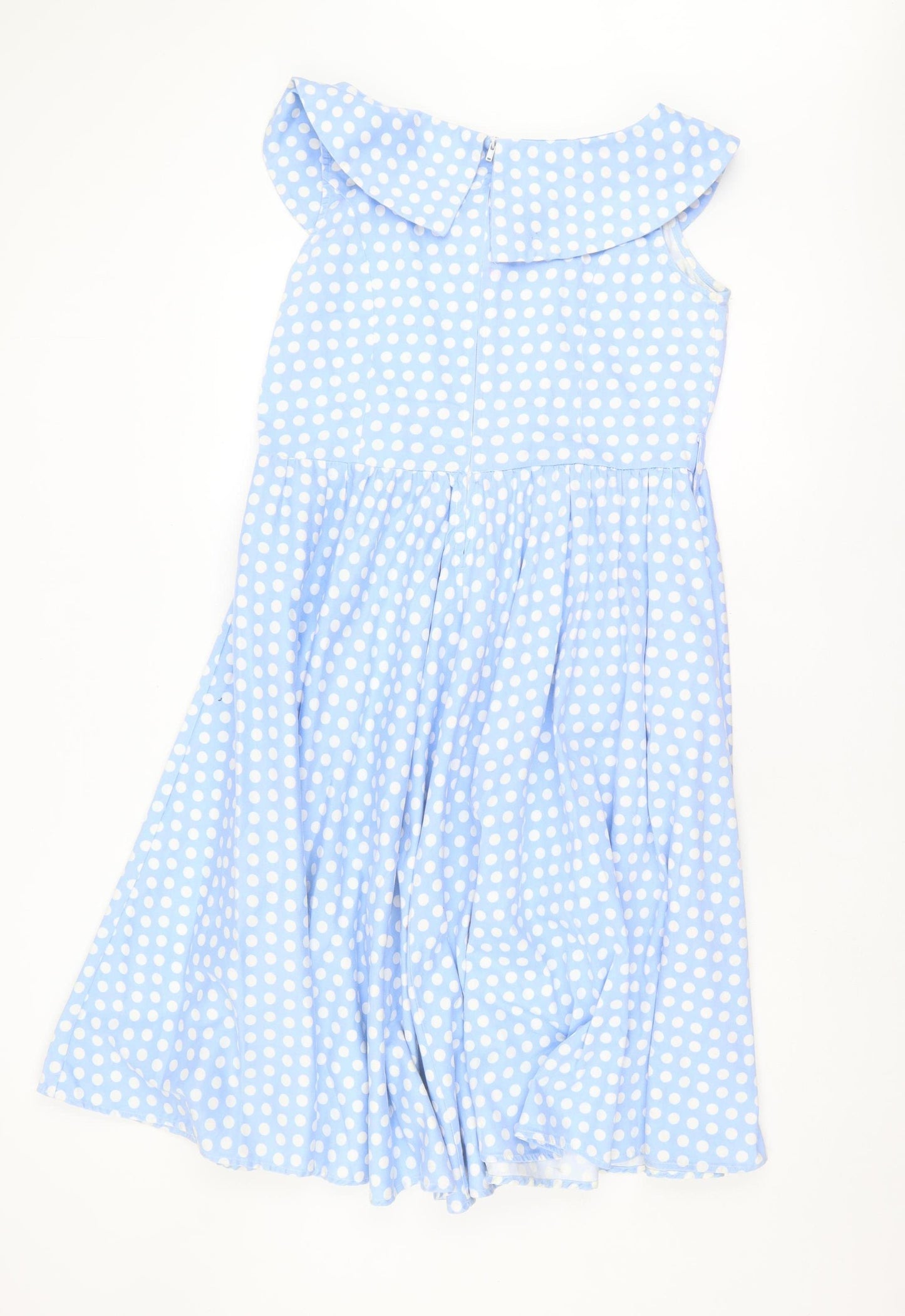 Lindy Bop Women's Blue Polka Dot Collared Dress Size 16
