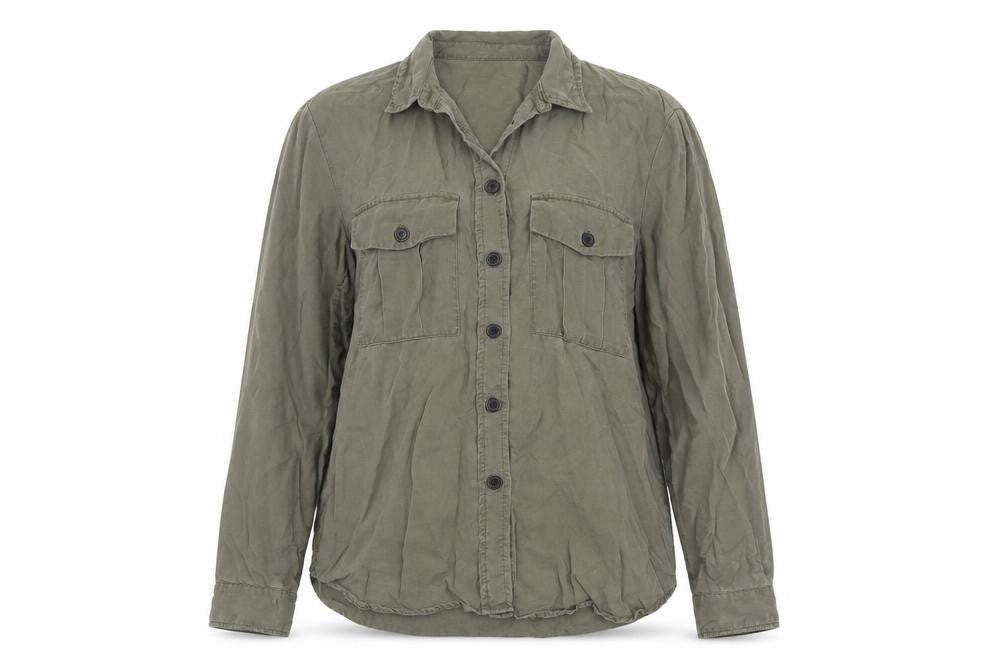 Front view of New Look Women's Green Button-Up Shirt