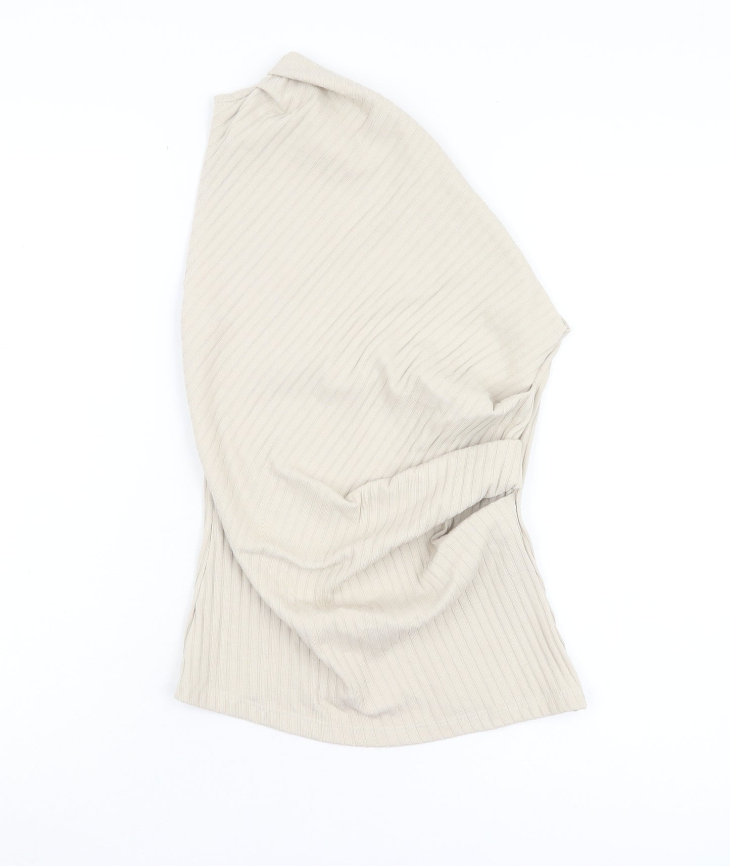 Zara Women Beige One Shoulder Ribbed Tank M