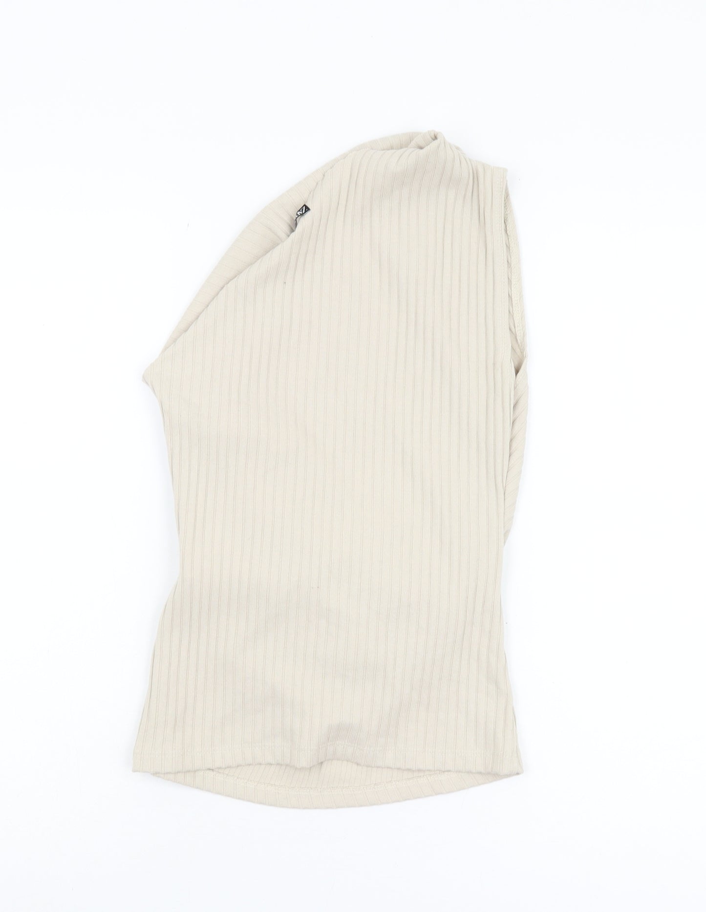 Zara Women Beige One Shoulder Ribbed Tank M