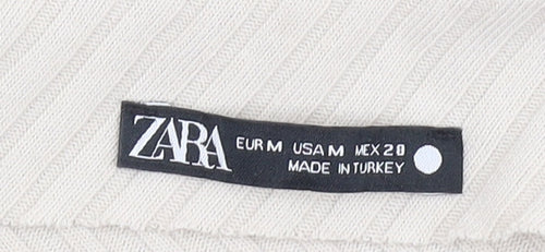 Zara Women Beige One Shoulder Ribbed Tank M