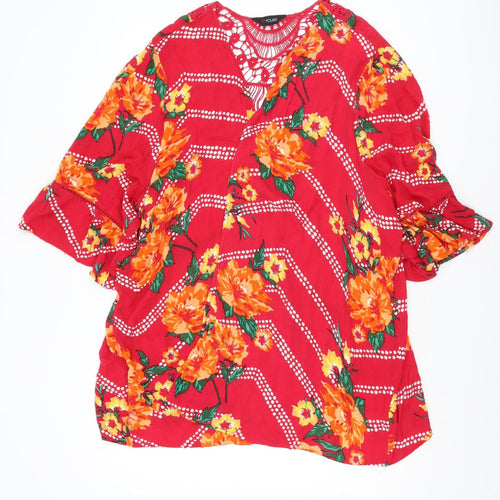 Yours Women's Red Floral Cover Up, Plus Size 26-28
