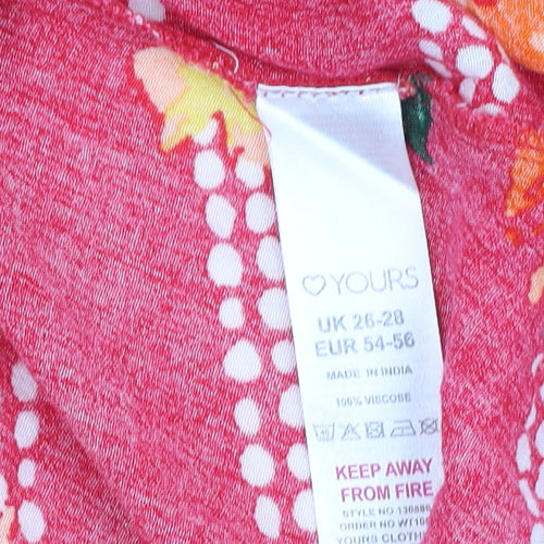 Yours Women's Red Floral Cover Up, Plus Size 26-28