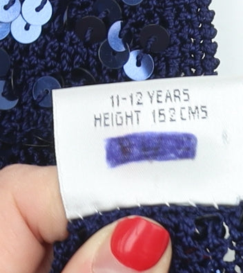 Next Girls Sequin Shrug Blue 11-12 Years Party Knit