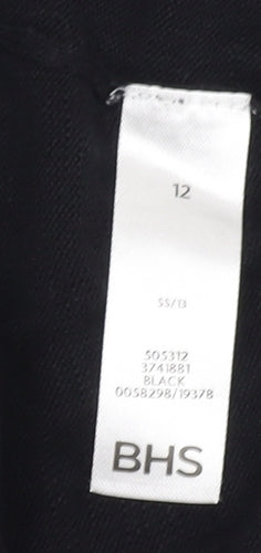 BHS Women's Black Cardigan, Size 12, Button Accent