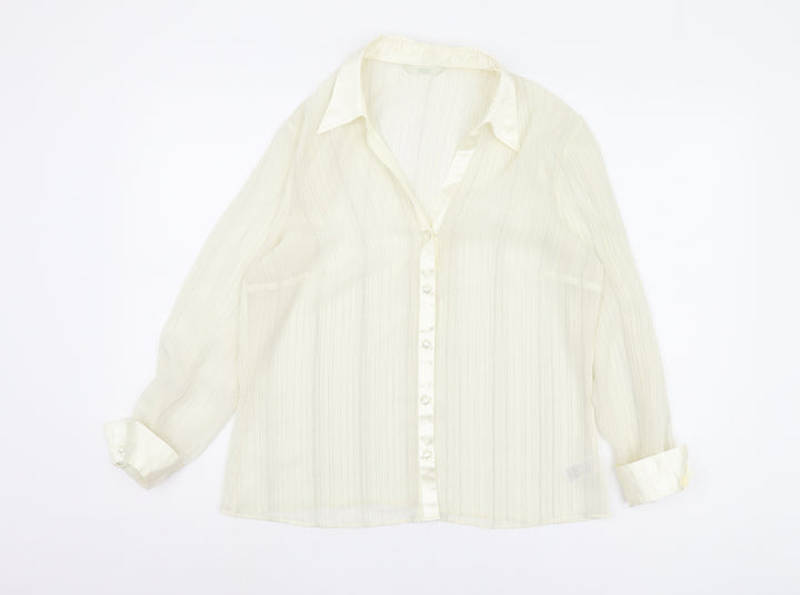 Marks and Spencer Women Beige Button-Up Shirt Size 14