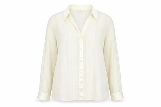 Front view of Marks & Spencer Women Beige Button-Up Shirt, size 14