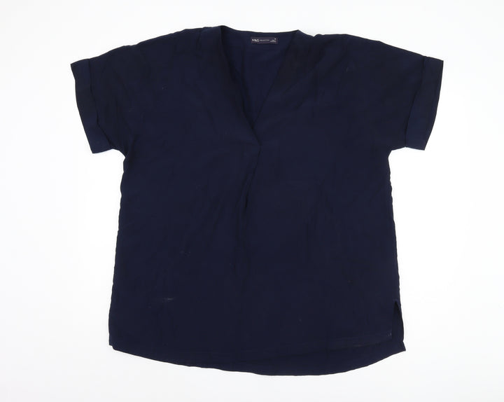 Marks and Spencer Women's Blue Viscose Top Size 16