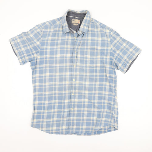 Marks and Spencer Men's Blue Plaid Shirt - Size M