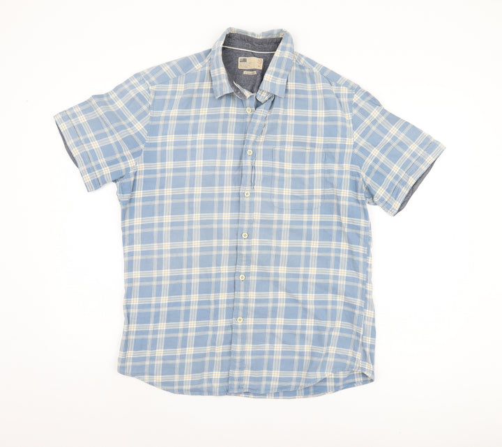 Marks and Spencer Men's Blue Plaid Shirt - Size M