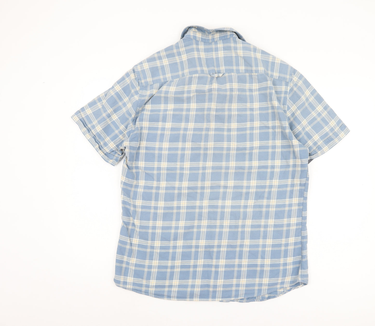 Marks and Spencer Men's Blue Plaid Shirt - Size M