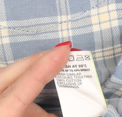 Marks and Spencer Men's Blue Plaid Shirt - Size M