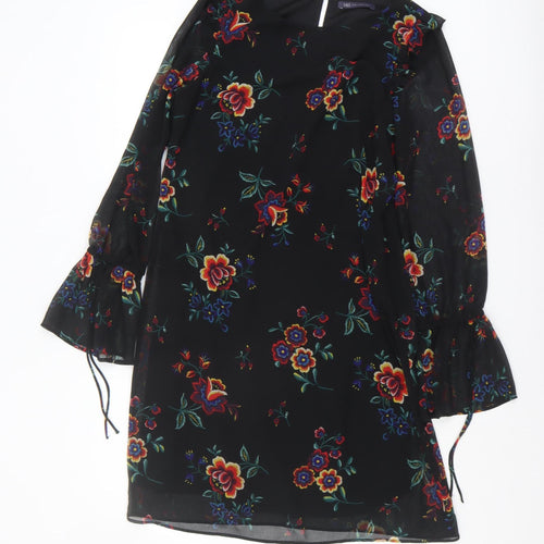 Marks and Spencer Women's Black Floral Shift Dress Size 10