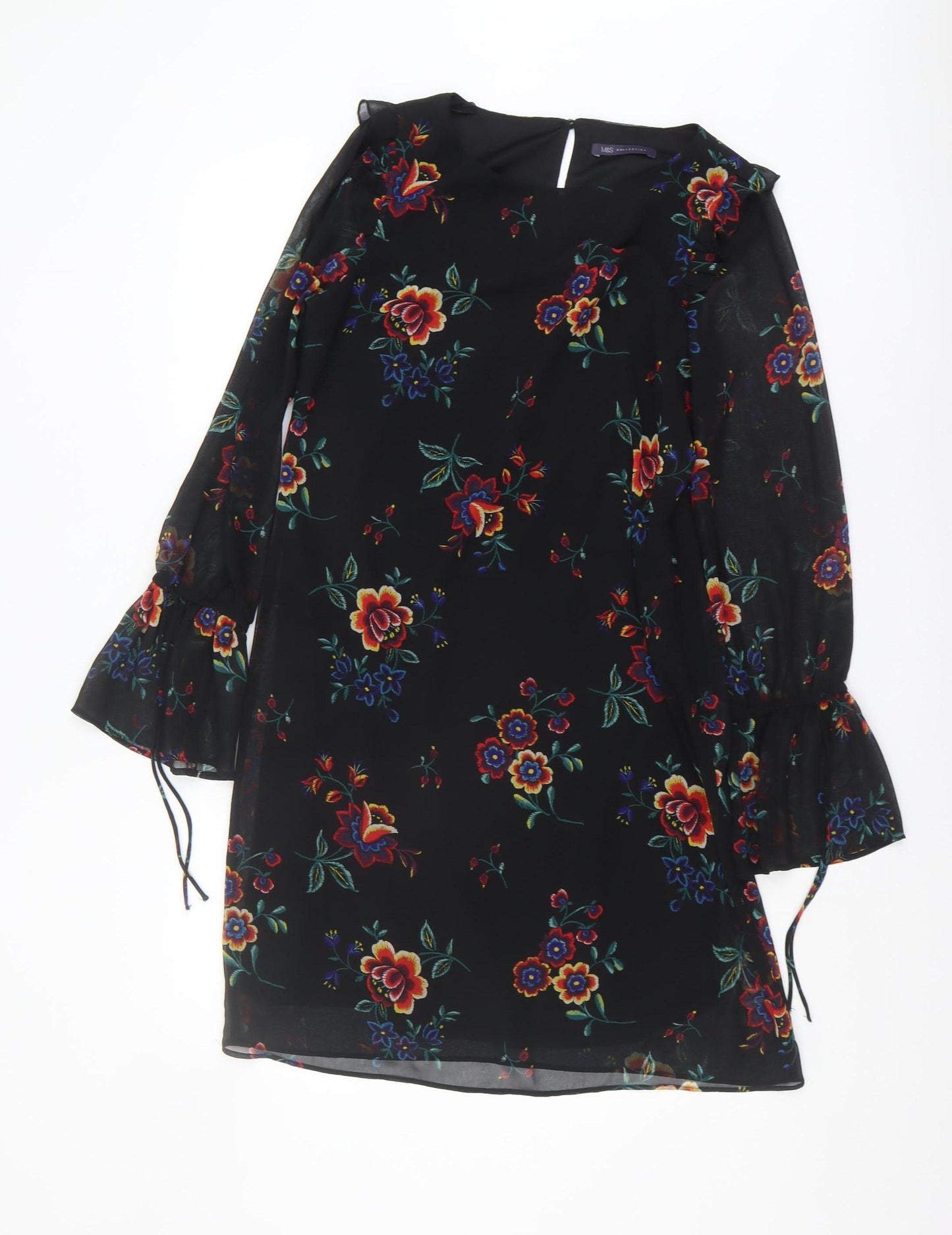 Marks and Spencer Women's Black Floral Shift Dress Size 10