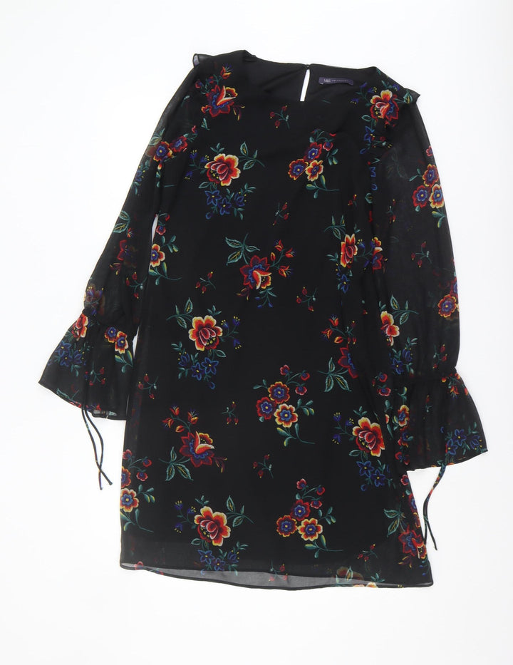 Marks and Spencer Women's Black Floral Shift Dress Size 10