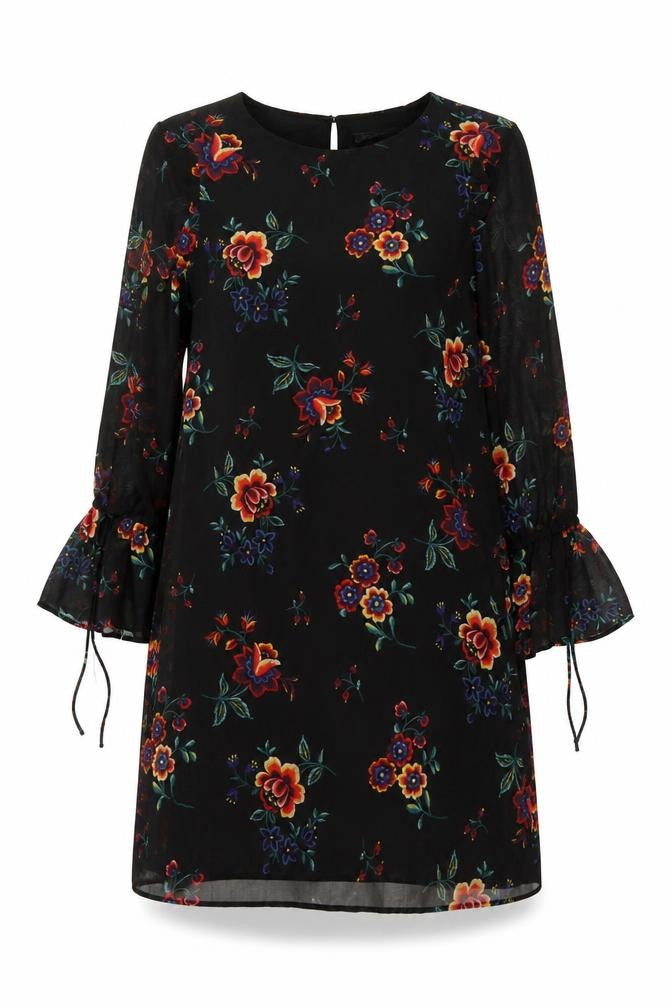 Marks and Spencer Women's Black Floral Shift Dress Size 10