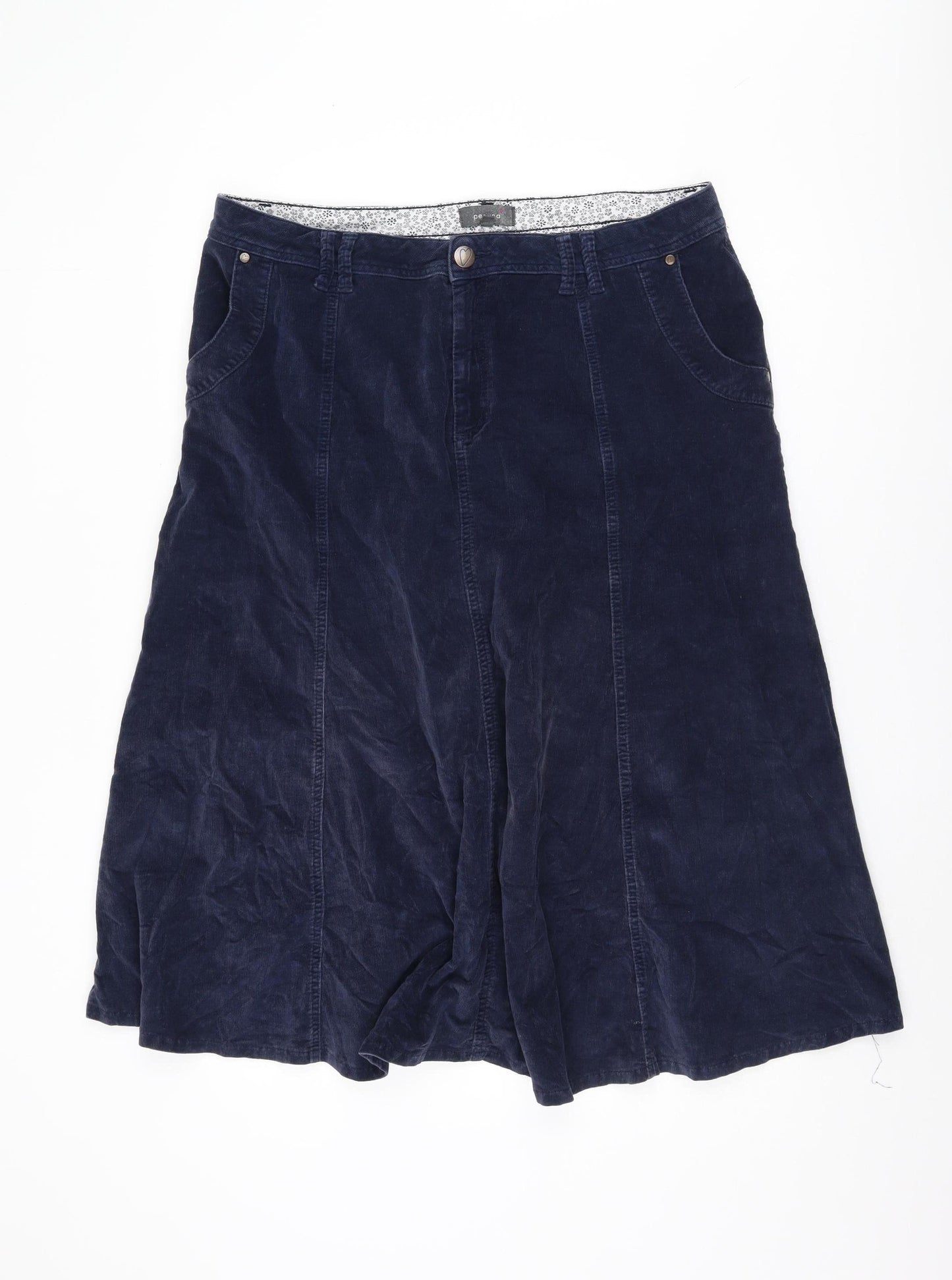 Marks and Spencer Women's Blue Corduroy Skirt Size 18