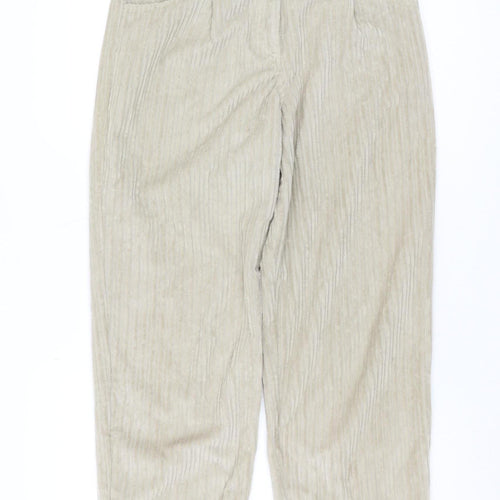 Topshop Women's Beige Cropped Corduroy Trousers Size 8