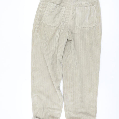 Topshop Women's Beige Cropped Corduroy Trousers Size 8