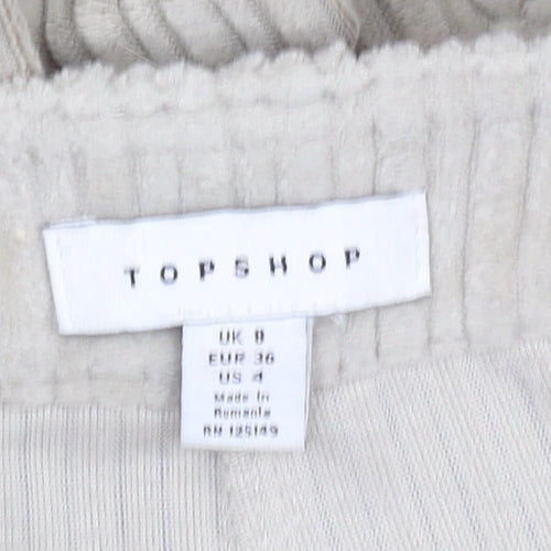 Topshop Women's Beige Cropped Corduroy Trousers Size 8