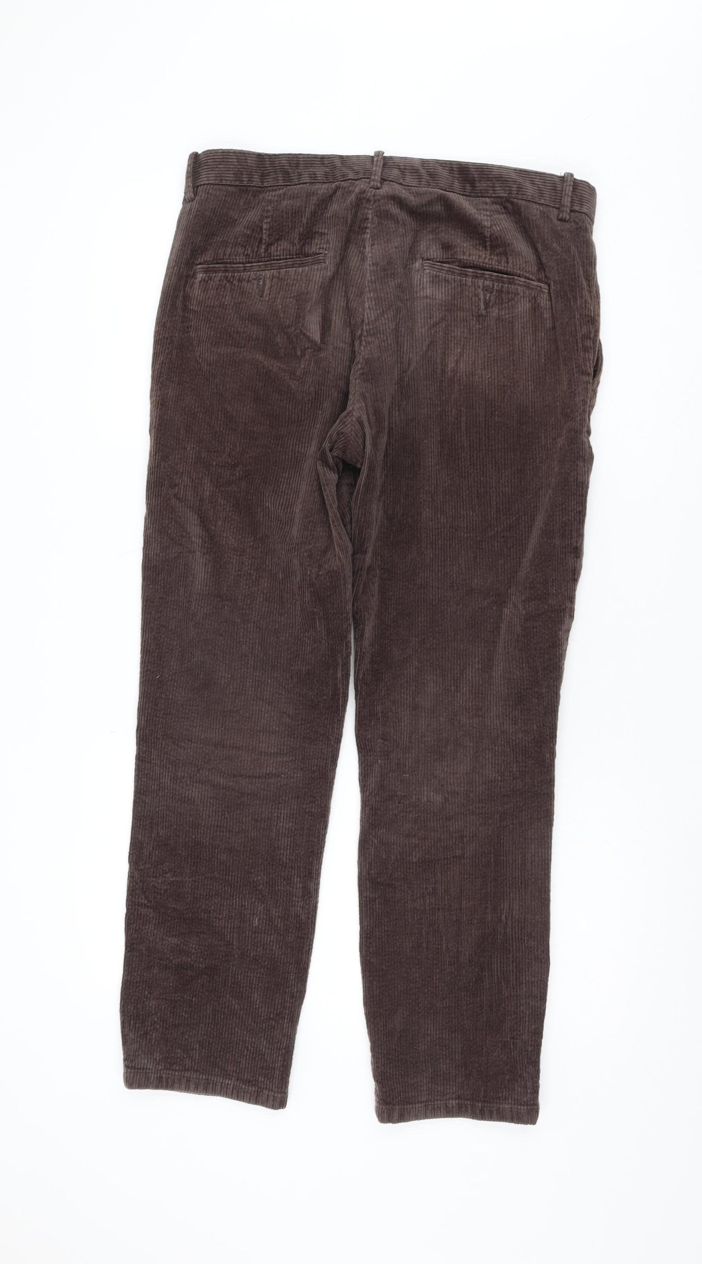 H&M Men's Brown Corduroy Trousers Size 32 Regular Fit