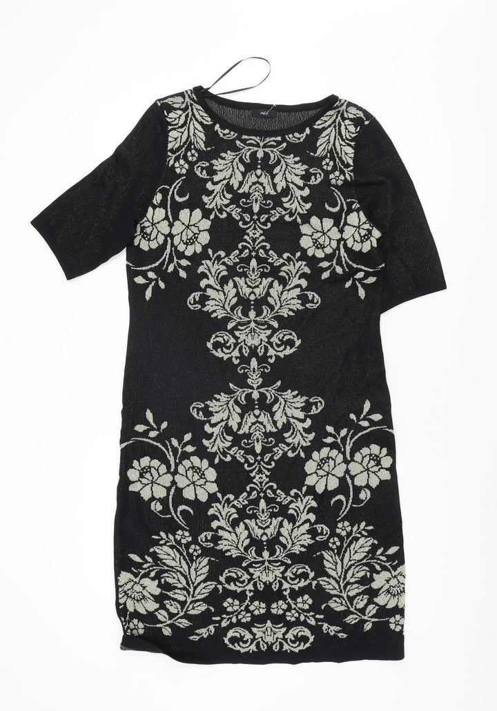 M&Co Women's Black Floral Dress Size 14